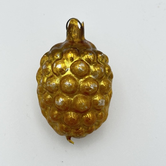 Other - German Antique Bump Gold Glass Feather Tree Berry Christmas Ornament 1930's